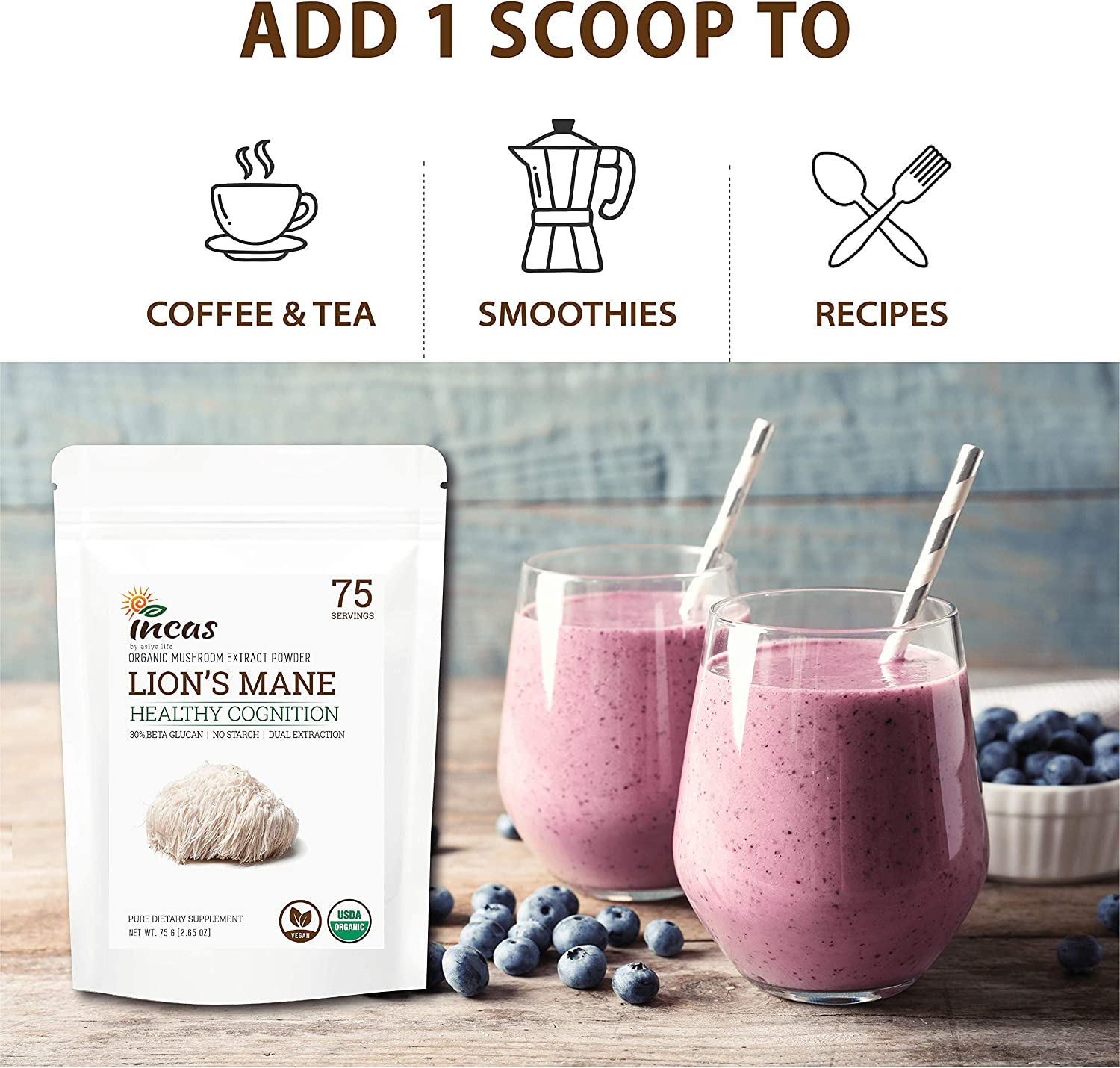 ежовик экстракт 10:1 INCAS lion`s mane грива pom-pom — изображение 4