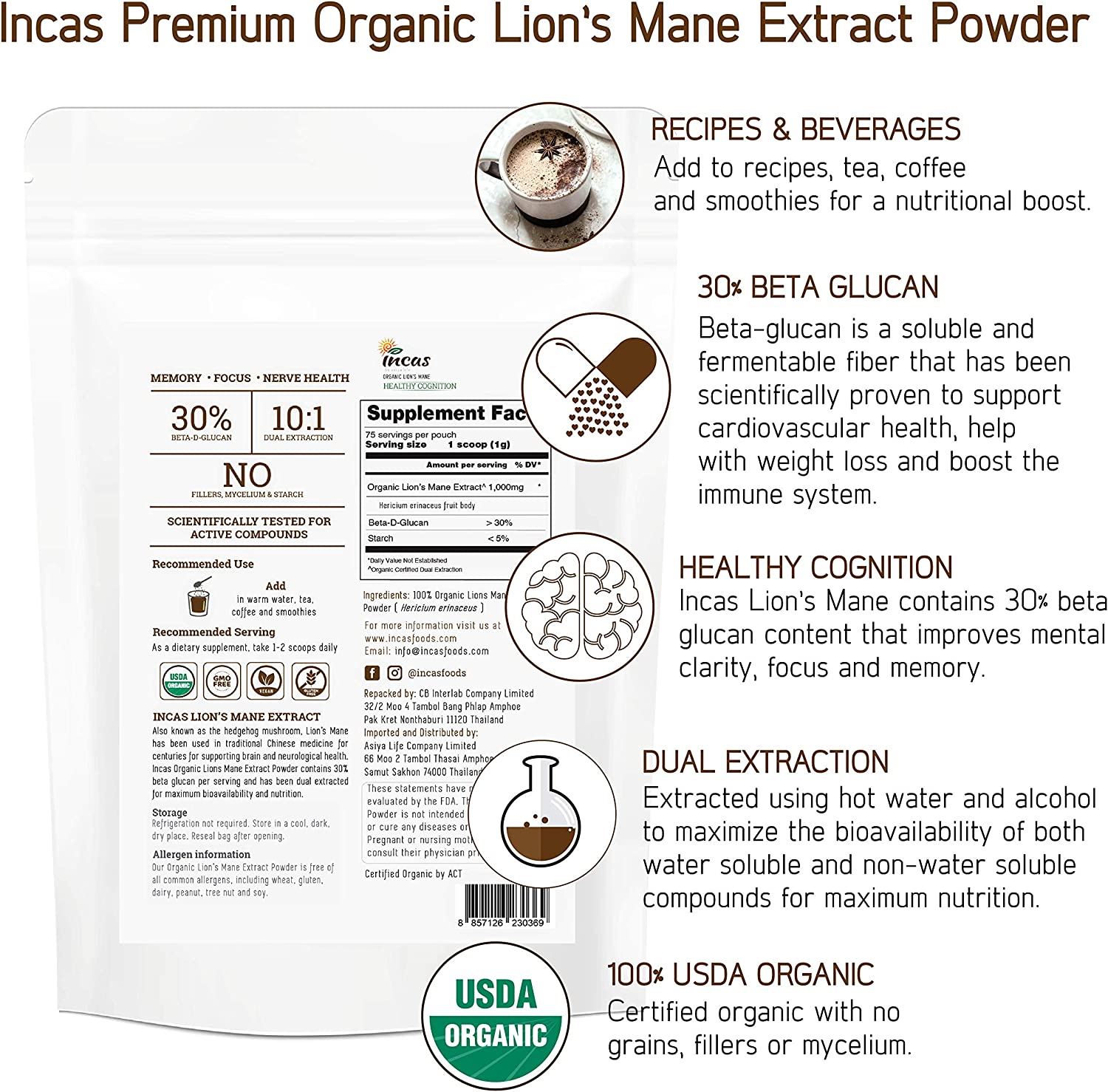 ежовик экстракт 10:1 INCAS lion`s mane грива pom-pom — изображение 2